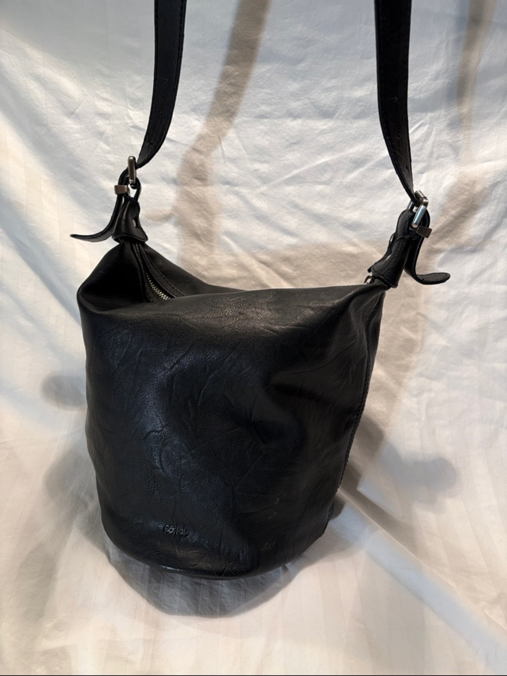 Black Bucket Cross Body Vegan Purse Bag